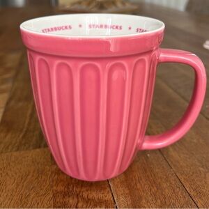 Starbucks 2006 Ribbed Pink Rose Coffee Mug